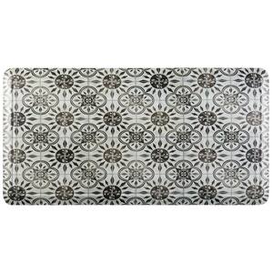 Cat Cora White/Black 19.6 in. x 39 in. Printed Tile Anti Fatigue Kitchen Mat