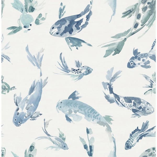 A-Street Prints Koi Blue Fish Wallpaper