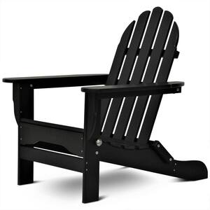 Icon Black Recycled Plastic Folding Adirondack Chair (2-Pack)