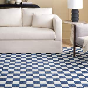 Martha Stewart Blue/Ivory 5 ft. x 8 ft. Checkered Area Rug