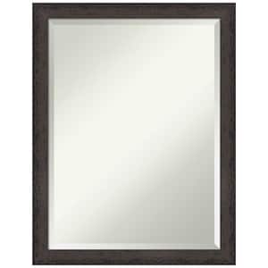 Dappled Black Brown Narrow 20.75 in. x 26.75 in. Beveled Modern Rectangle Wood Framed Bathroom Wall Mirror in Black