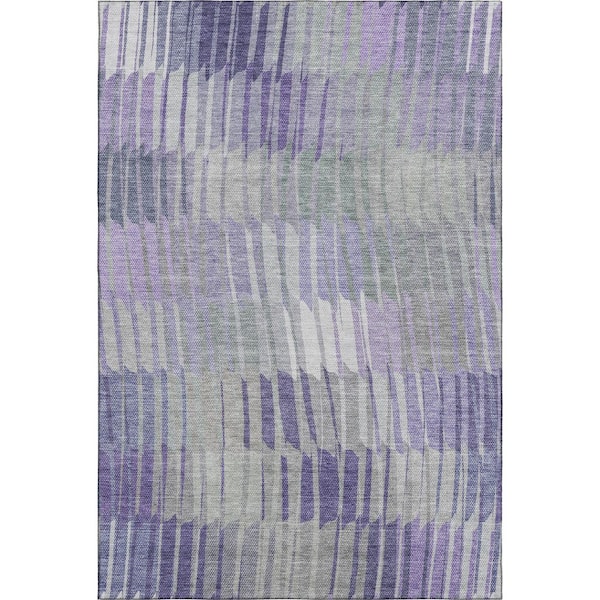 Mayfield Premium Machine Washable Abstract AMF2271 Lavender 5 ft. x 7 ft. 6 in. Area Rug