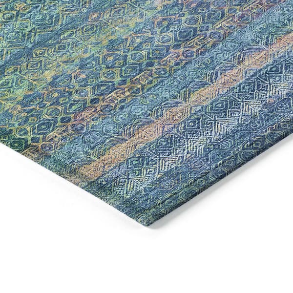 Chantille Machine Washable Indoor/Outdoor Abstract ACN2106 Teal 8 ft. x 10 ft. Area Rug