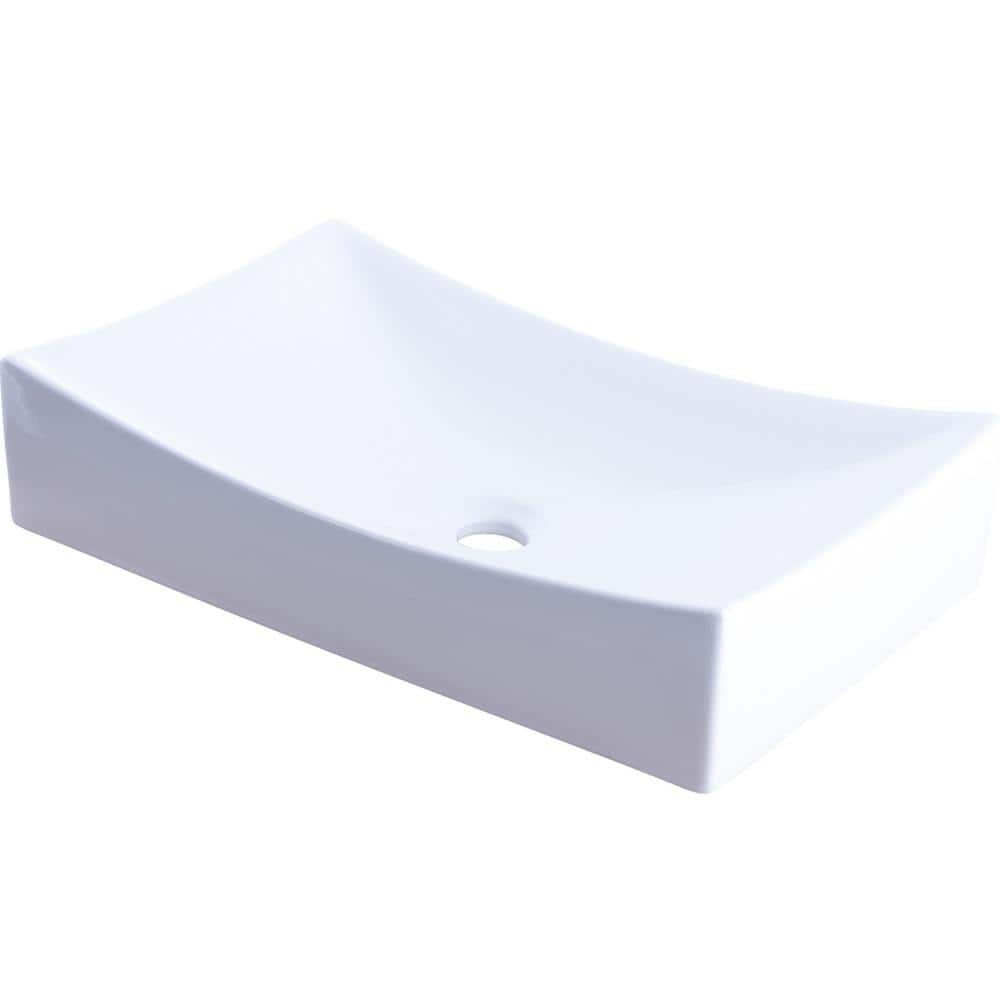 Novatto Modern White Porcelain Vessel Sink  No Overflow
