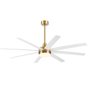 Aaron 65 in. Integrated LED Indoor White-Blade Gold Ceiling Fans with Light and Remote Control Included