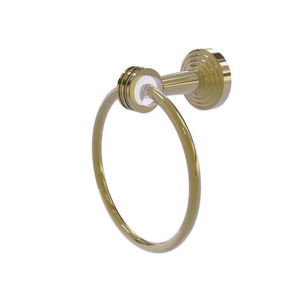 Allied Brass Pacific Beach Collection Wall Mounted Towel Ring with Dotted Accents in Unlacquered Brass
