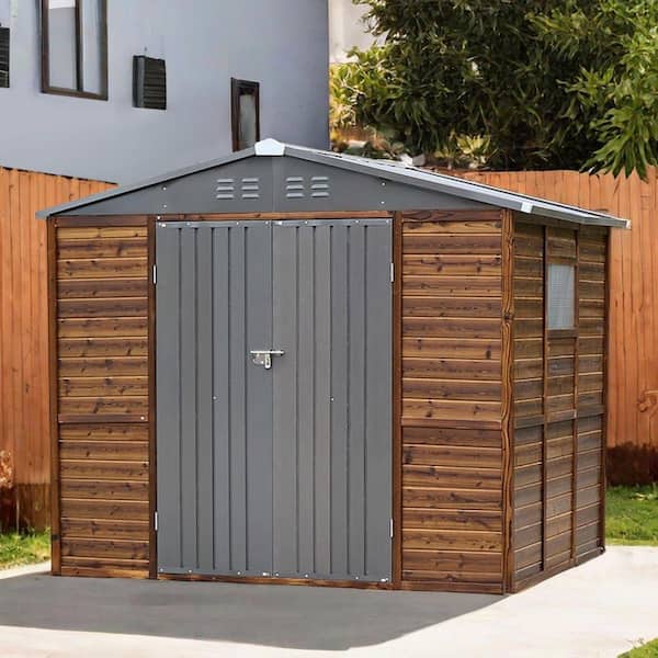 Endark 8 ft. W x 6 ft. D Outdoor Storage Brown Wood Shed with
