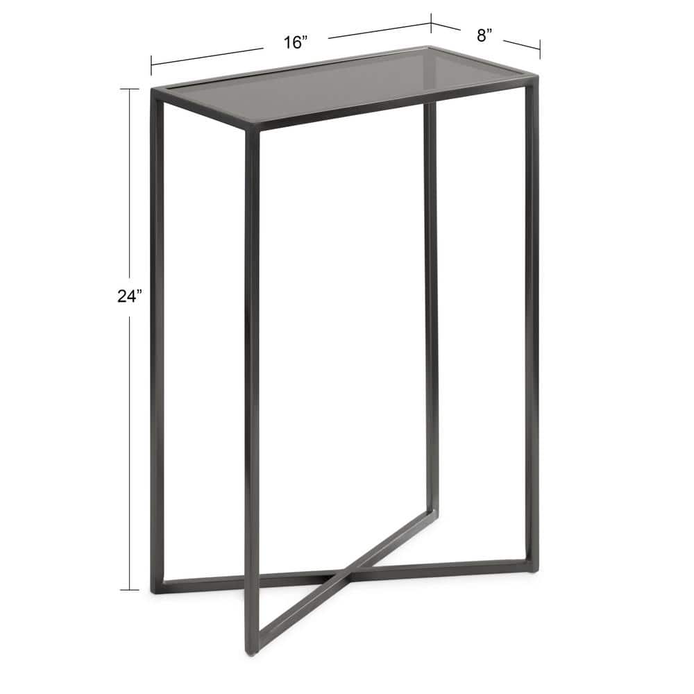 Jaspur Pewter Metal and Glass Rectangular Side Table