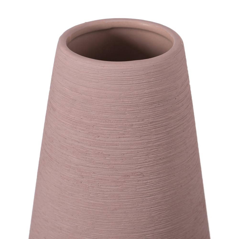 Elegant Pink Ceramic Cone Centerpiece Vase 12"