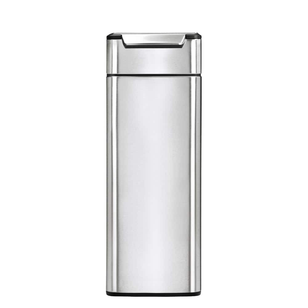 Slim Brushed Stainless Steel Touch-Bar Trash Can, 40L