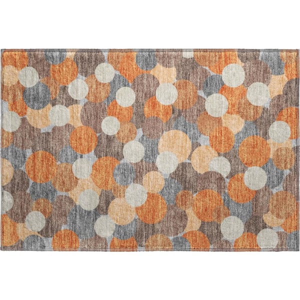 Mayfield Premium Machine Washable Abstract AMF2450 Orange 3 ft. x 4 ft. Area Rug