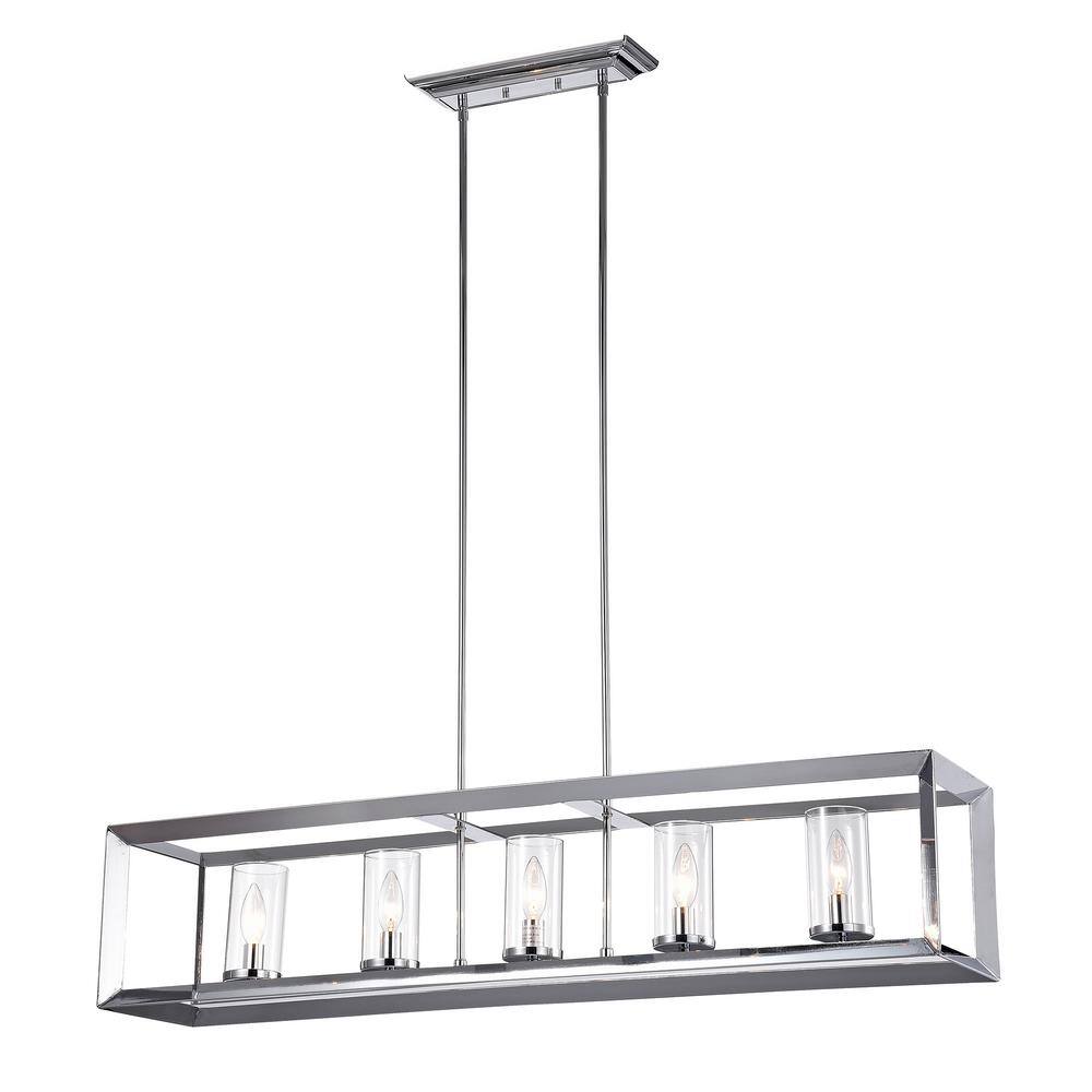 Ciel Modern Chrome Cage 41" 5-Light Chandelier