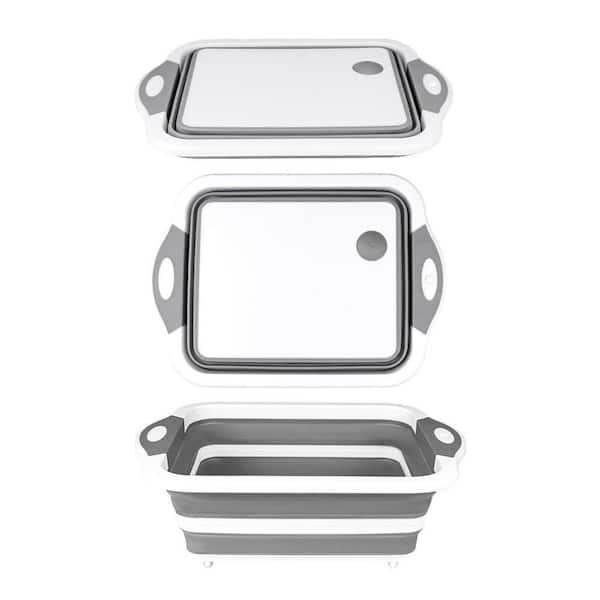 Gray Polypropylene Collapsible Cutting Board & 8. 5Qt Dish Tub-for washing, draining, storing (Knife Included)