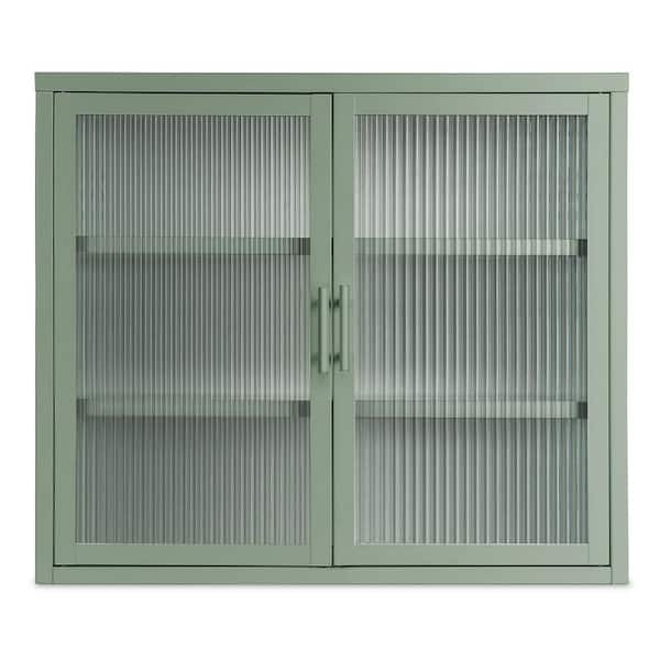 Unbranded 27.6 in. W x 9.1 in. D x 23.6 in. H Bathroom Storage Wall Cabinet in Mint Green with Detachable Shelves