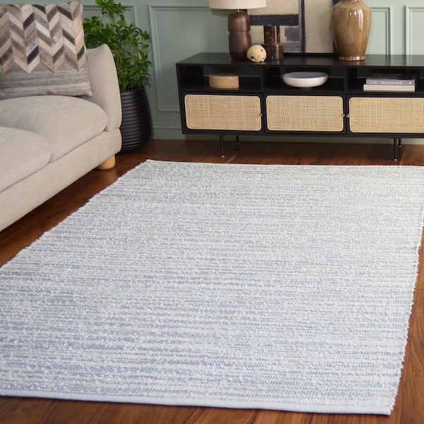 Renewal 5 ft. x 8 ft. Light Blue/Ivory Abstract Striped Area Rug