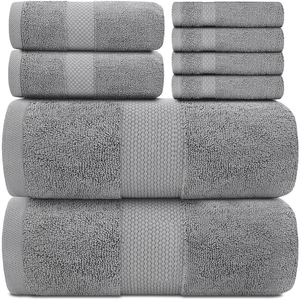 Unbranded 8-Piece Light Grey 100% Combed Cotton Towel Set