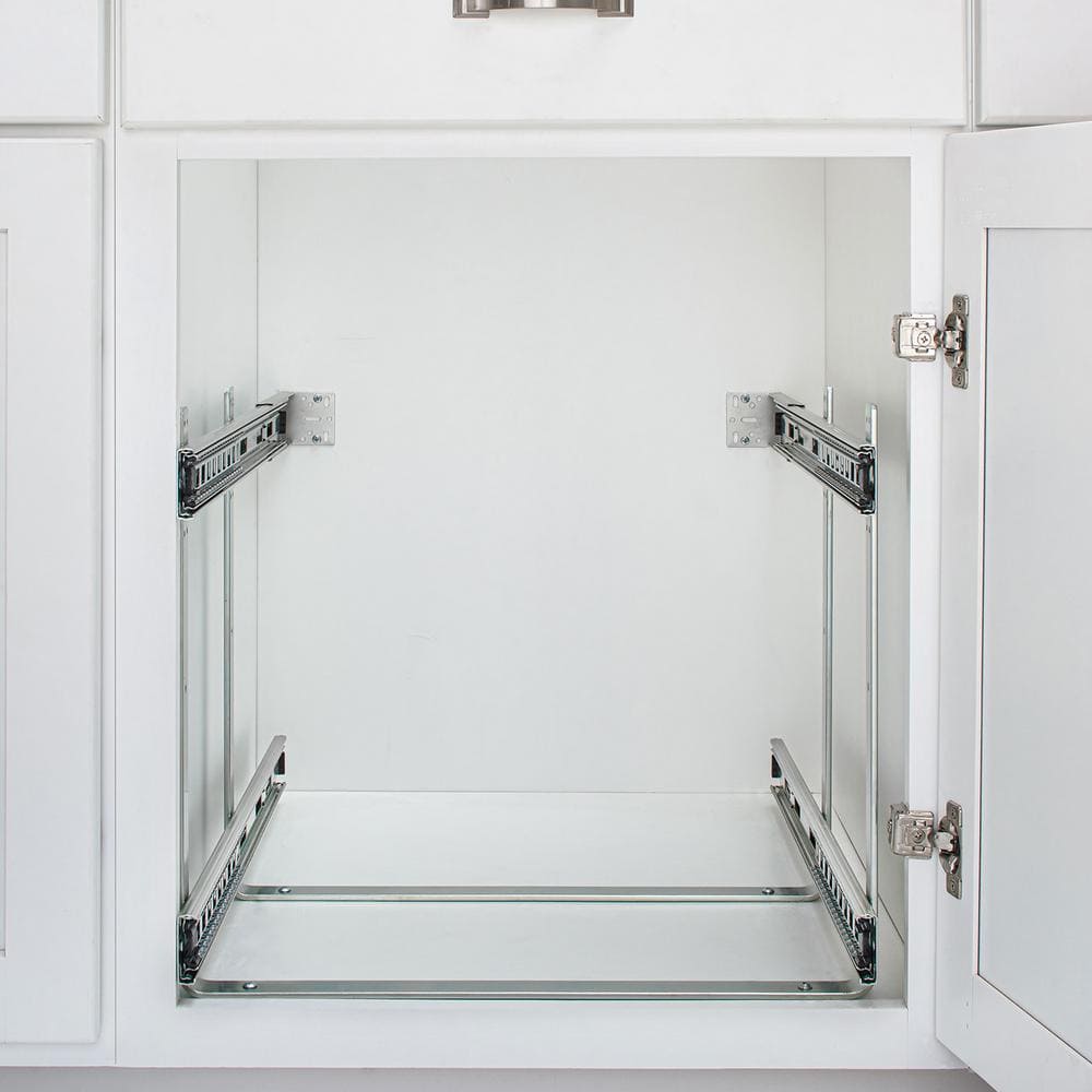 Chrome 2-Tier Wire Pullout Kitchen Cabinet Organizer