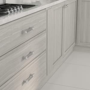 Verona Collection 5 1/16 in. (128 mm) Grooved Chrome Transitional Rectangular Cabinet Bar Pull