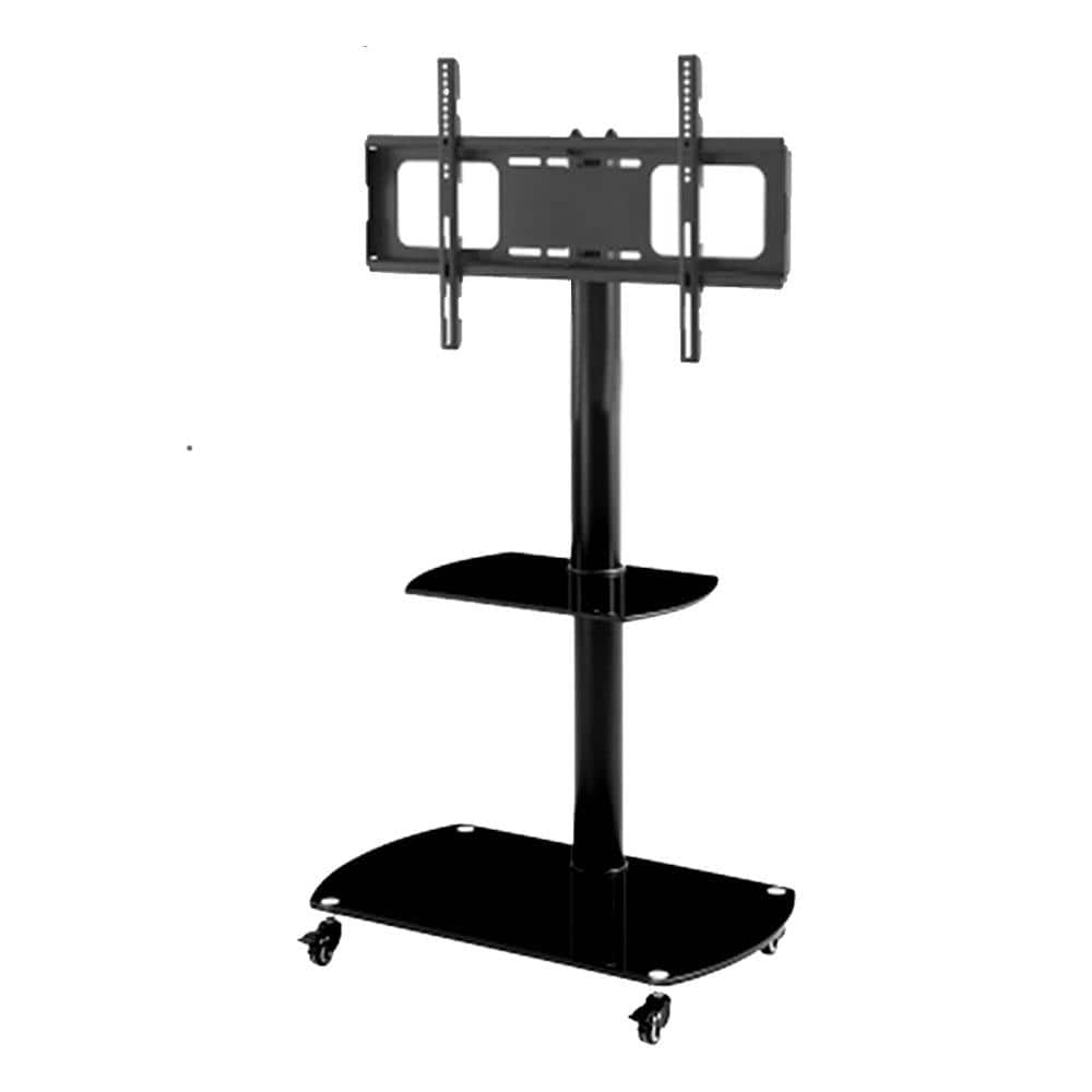 Height Adjustable Multifunction Mobile TV Stand in Black for 32in-65in TVs