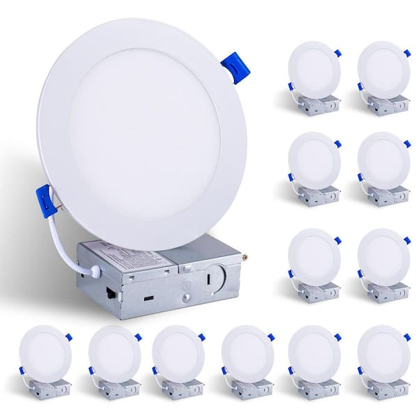 12-Pack 7 in. Modern White Dimmable LED Recessed Lights for Kitchen, Hallway, Bedroom