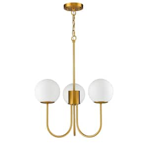 3-Light Gold No Decorative Accents Shaded Circle Chandelier for Dining Room;Foyer with No Bulbs Included