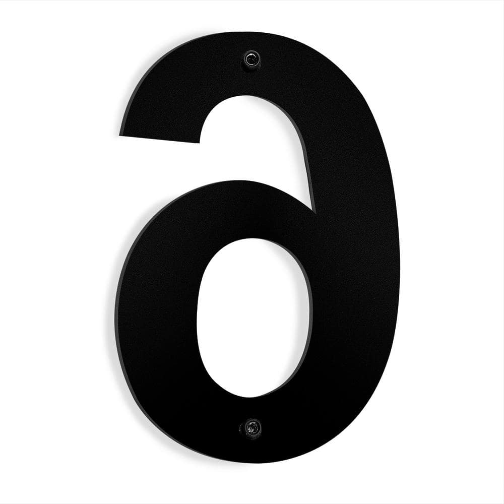 6" Black Stainless Steel Floating House Number