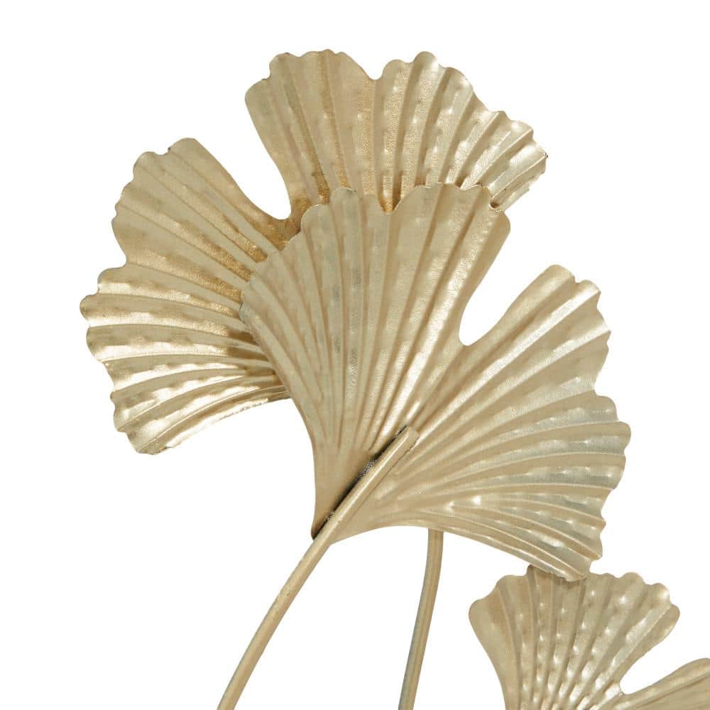 22" Gold Distressed Metal Floral Leaf Sculpture