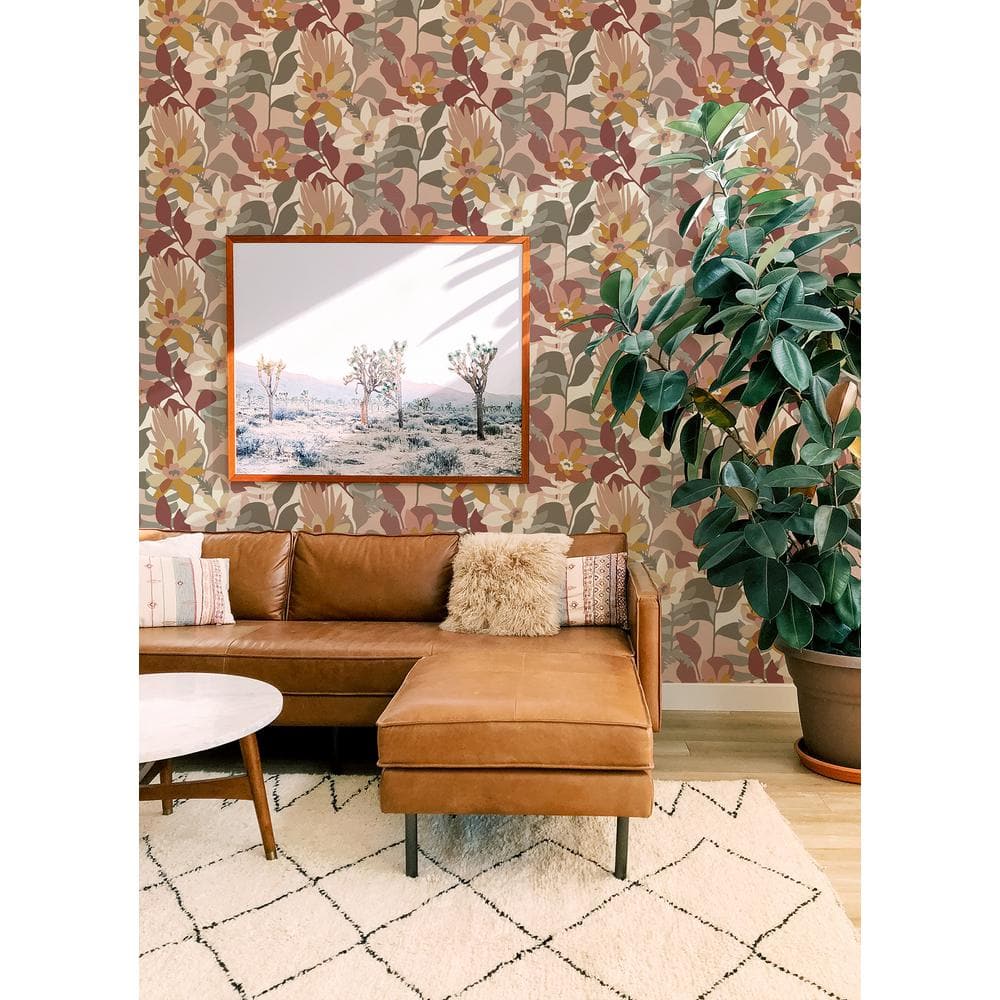 Rose Botanical Floral Non-Woven Removable Wallpaper