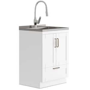 Reed All-In-One 24 in. Utility Laundry Sink with Cabinet in Pure White Drop-In