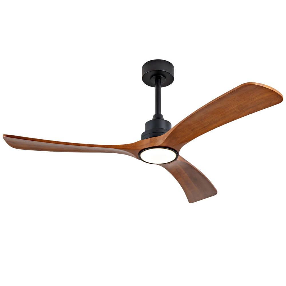 52 in. Indoor Black Downrod Mount Standard Solid Wood Ceiling Fan with Light and Remote Control price history on PriceWatchPro