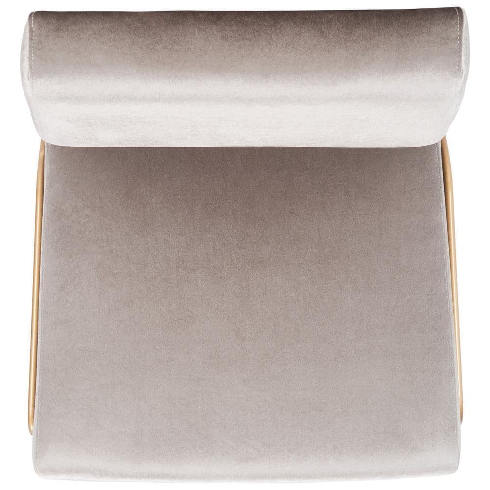 Romilly 32" Slipper Accent Chair in Gray Velvet and Gold Metal