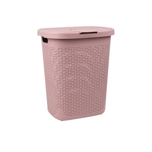 Pink 21 in. H x 13.75 in. W x 17.65 in. L Plastic 50L Slim Ventilated Rectangle Laundry Hamper with Lid