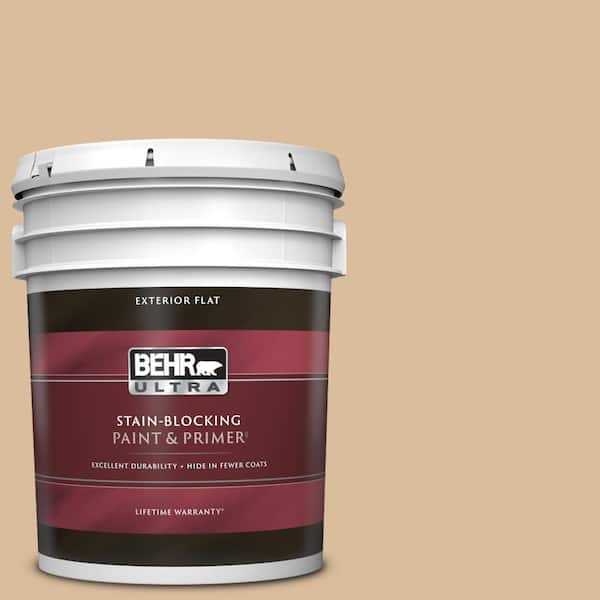 BEHR ULTRA 5 gal. #BXC-40 Soft Wheat Flat Exterior Paint & Primer