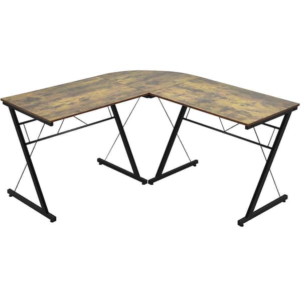 Costway 59in Rectangle Black Wood Computer Desk