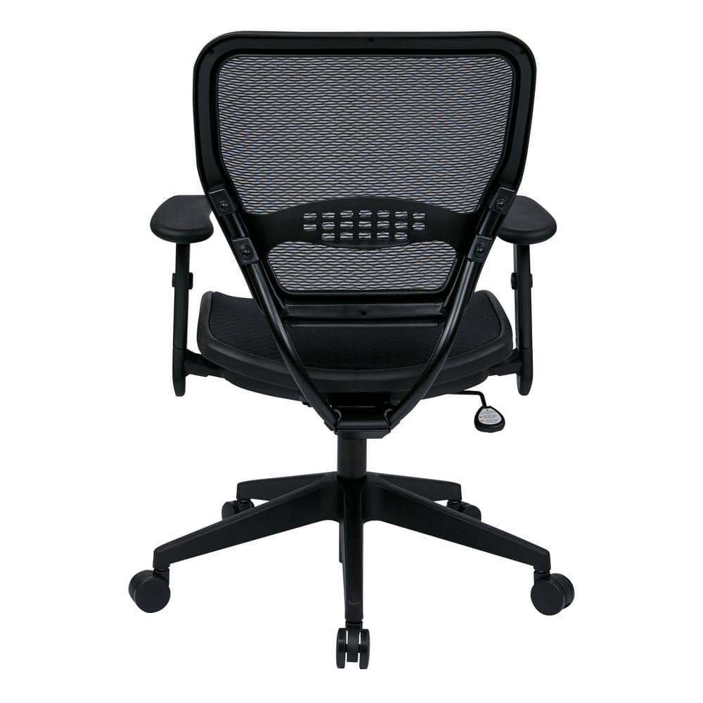 Black Mesh and Leather Adjustable Task Chair with Armrests