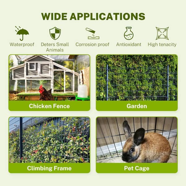 36 in. x 50 ft. 16-Gauge Black PVC Coated Welded Wire Fence Fit Most Size Animal Cages, Vinyl Coating Metal Wire Mesh