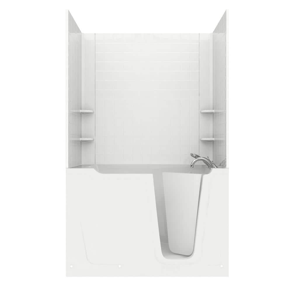 Rampart 5 ft. Walk-in Air Bathtub with 4 in. Tile Easy Up Adhesive Wall Surround in White price history on PriceWatchPro