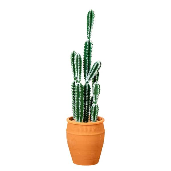 Nearly Natural 41 in. Artificial Green Cactus in Terracotta Planter ...