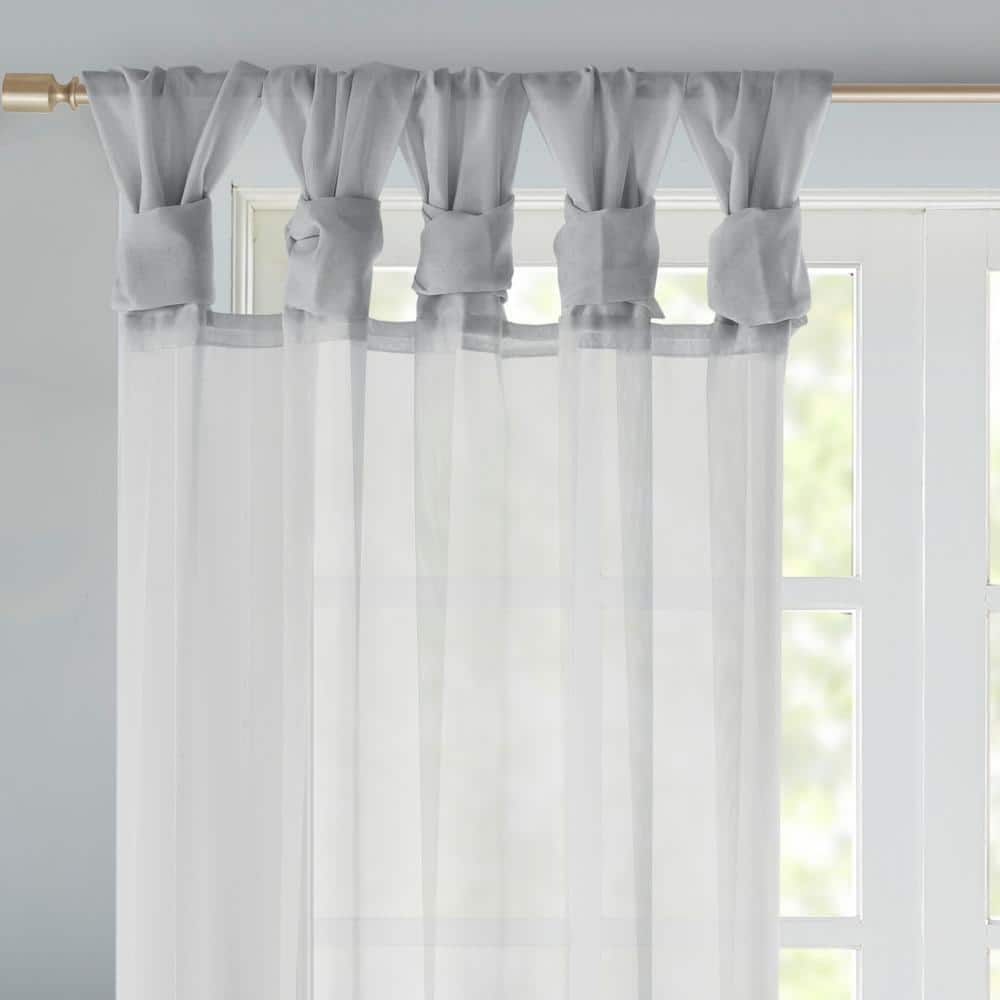 Light Grey Sheer Tab Top Ground Length Drapes