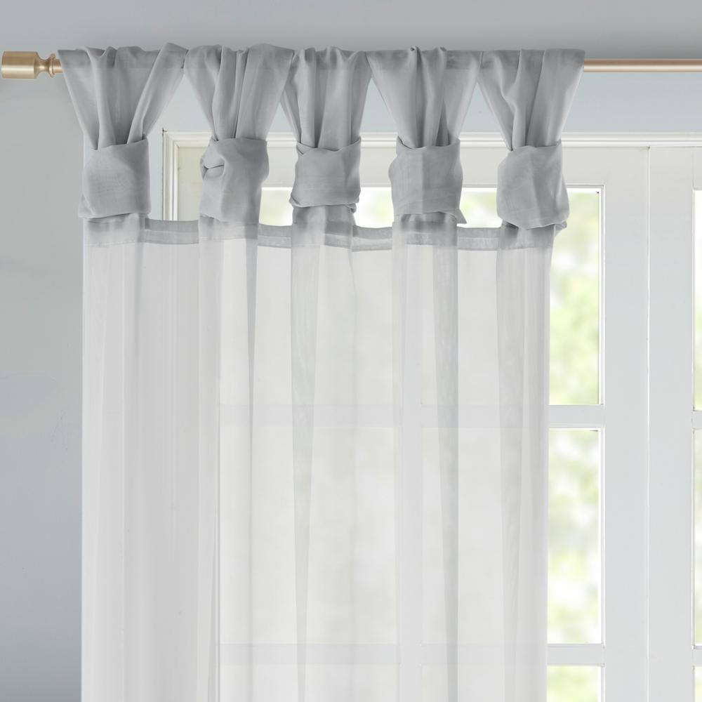Light Grey Sheer Tab Top Polyester Drapes, 50" x 84"