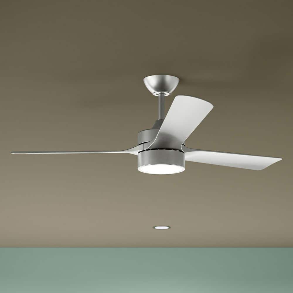 Axion II 52 in. 3-Blade Standard Brushed Nickel Modern LED Downrod Mount Ceiling Fan with Silver Blades price history on PriceWatchPro