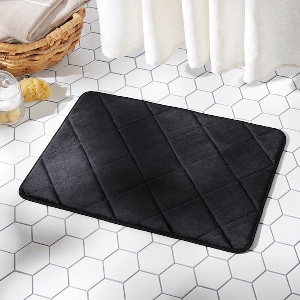 Capri Haven Black 22 in. x 42 in. Machine Washable Memory Foam Bath Mat