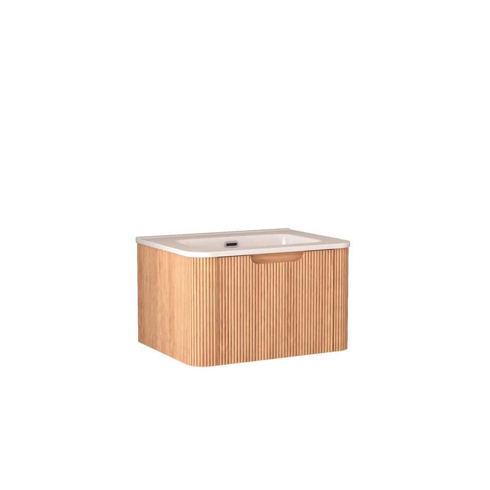 24 in. Wall Mounted Walnut Bath Vanity with White Ceramic Top Assembled price history on PriceWatchPro