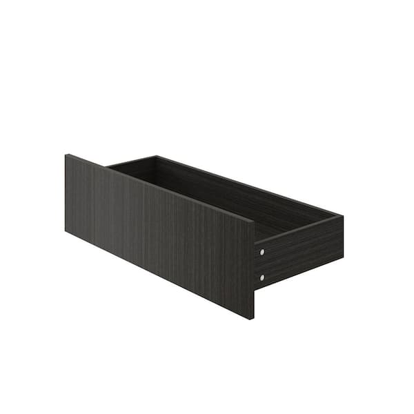 FUFU&GAGA Dark Gray Wood Grain 2-Drawer 31.5 in. W Rectangle Side