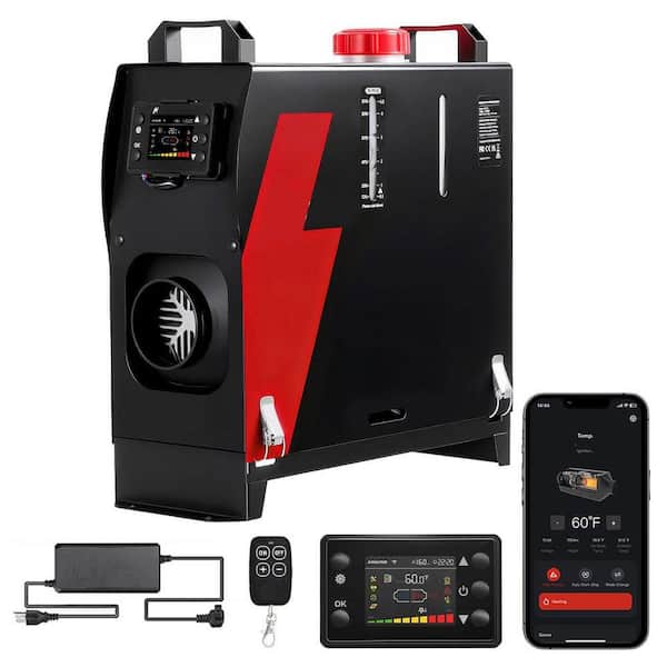 8KW 12V Electric Heater with App Control, 10 Temp Settings, Auto Start-Stop, Fast Heating for RV, Truck, Boat