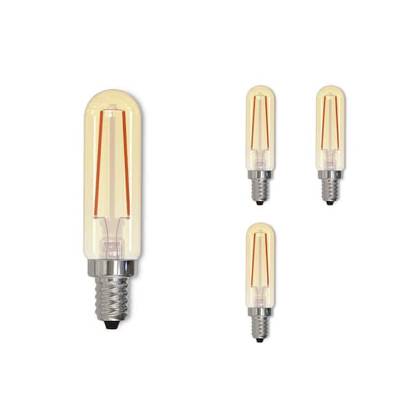 Bulbrite 25-Watt Equivalent Amber Light T6 (E12) Candelabra Screw Base Dimmable Antique LED Light Bulb (4 Pack)