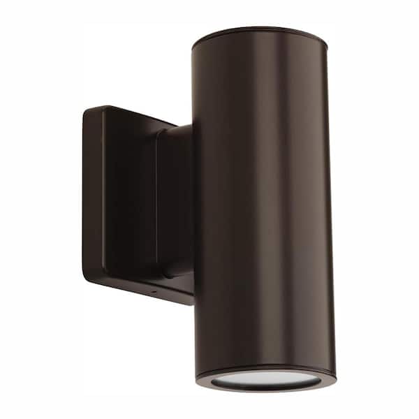 Progress Lighting Cylinders Collection 3" Antique Bronze LED Modern Outdoor Small Up/Down Wall Lantern Light