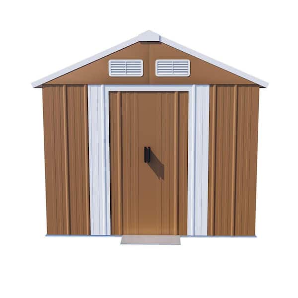 6 ft. W x 4 ft. D Brown Metal Waterproof Outdoor Storage Shed with Windows, Lockable Door and Ventilation (23 sq. ft.)