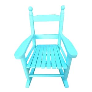Light Blue Wood Outdoor Rocking Chair for Children Kids Ages 3 to 6