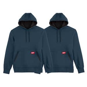 Men s X Large Blue Midweight Cotton/Polyester Long Sleeve Pullover Hoodie (2-Pack)